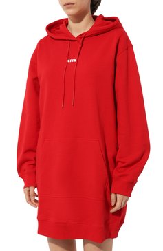 Женское хлопковое платье MSGM красного цвета, арт. 3541MDA81/237799 | Фото 3 (Рукава: Длинные; Длина Ж (юбки, платья, шорты): Мини; Случай: Повседневный; Материал сплава: Проставлено; Материал внешний: Хлопок; Стили: Спорт-шик; Драгоценные камни: Проставлено; Женское Кросс-КТ: Платье-одежда)