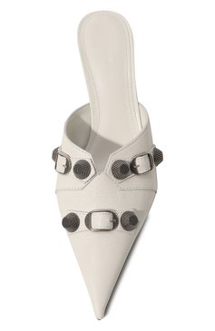 Женские кожаные мюли cagole 70 BALENCIAGA белого цвета, арт. 714253/WAD4E | Фото 6 (Материал внутренний: Натуральная кожа; Драгоценные камни: Проставлено; Материал сплава: Проставлено; Каблук высота: Высокий; Подошва: Плоская; Каблук тип: Шпилька; Материал внешний: Натуральная кожа)