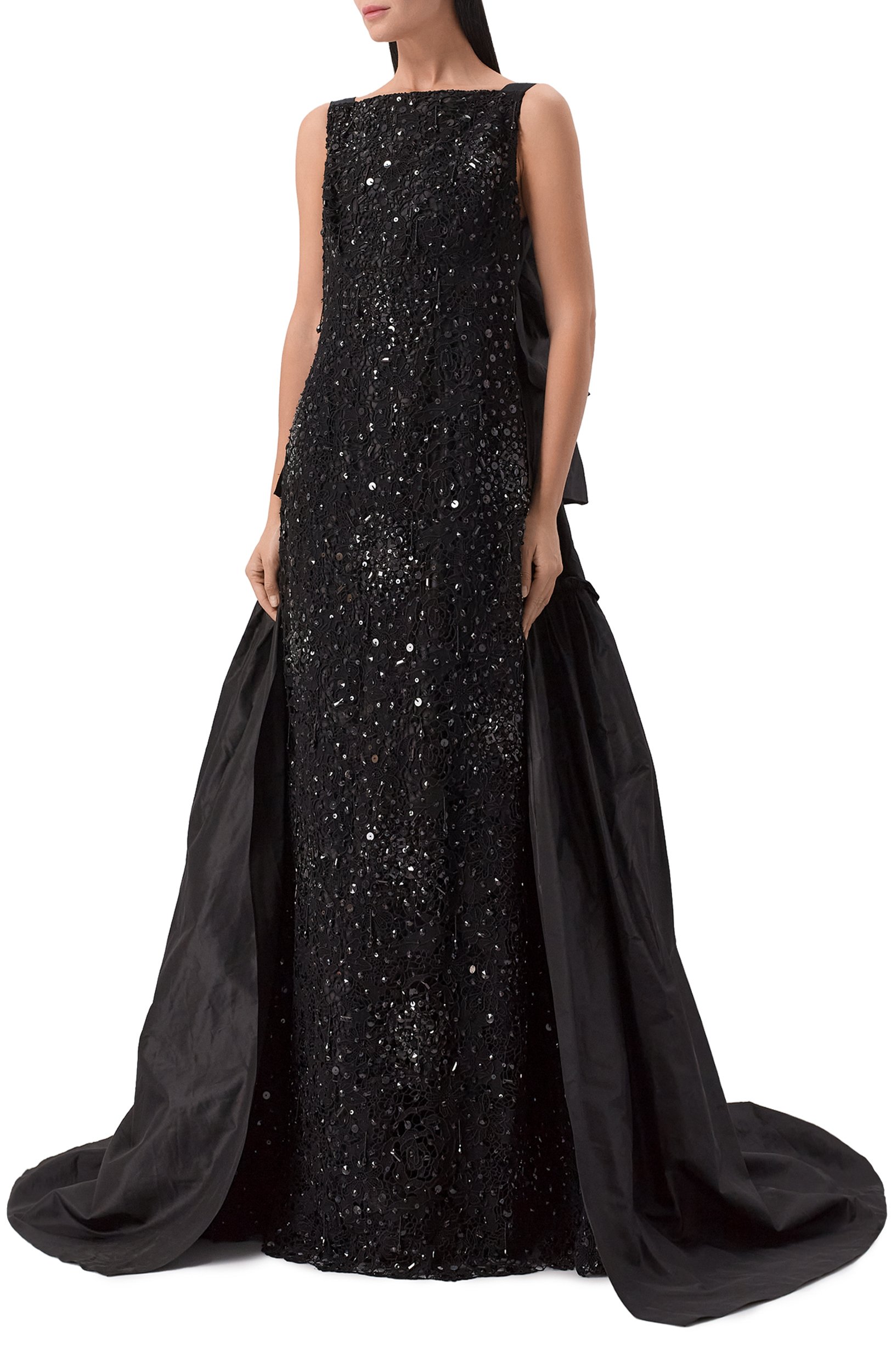 Комбинированное платье OSCAR DE LA RENTA, арт. R16E056BLK, фото 2