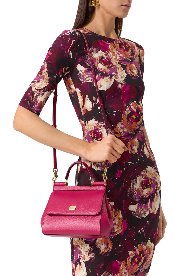 Женская сумка sicily small DOLCE & GABBANA фуксия цвета, арт. BB9003_BE9003_BI9003/A1001_1_ | Фото 2 (Материал: Натуральная кожа; Ремень/цепочка: На ремешке; Размер: small)