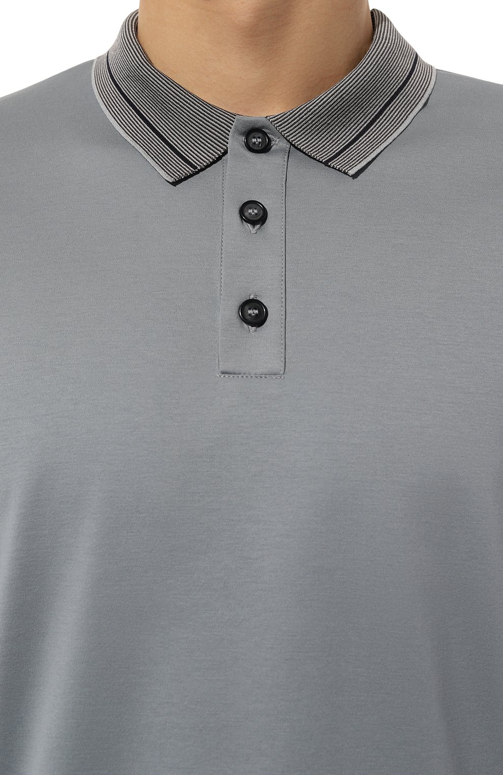 Хлопковое поло GIORGIO ARMANI серого цвета по цене 52750 руб., арт. 3DSF52/SJFBZ, фото 5 Хлопковое поло GIORGIO ARMANI, арт. 3DSF52/SJFBZ, фото 5