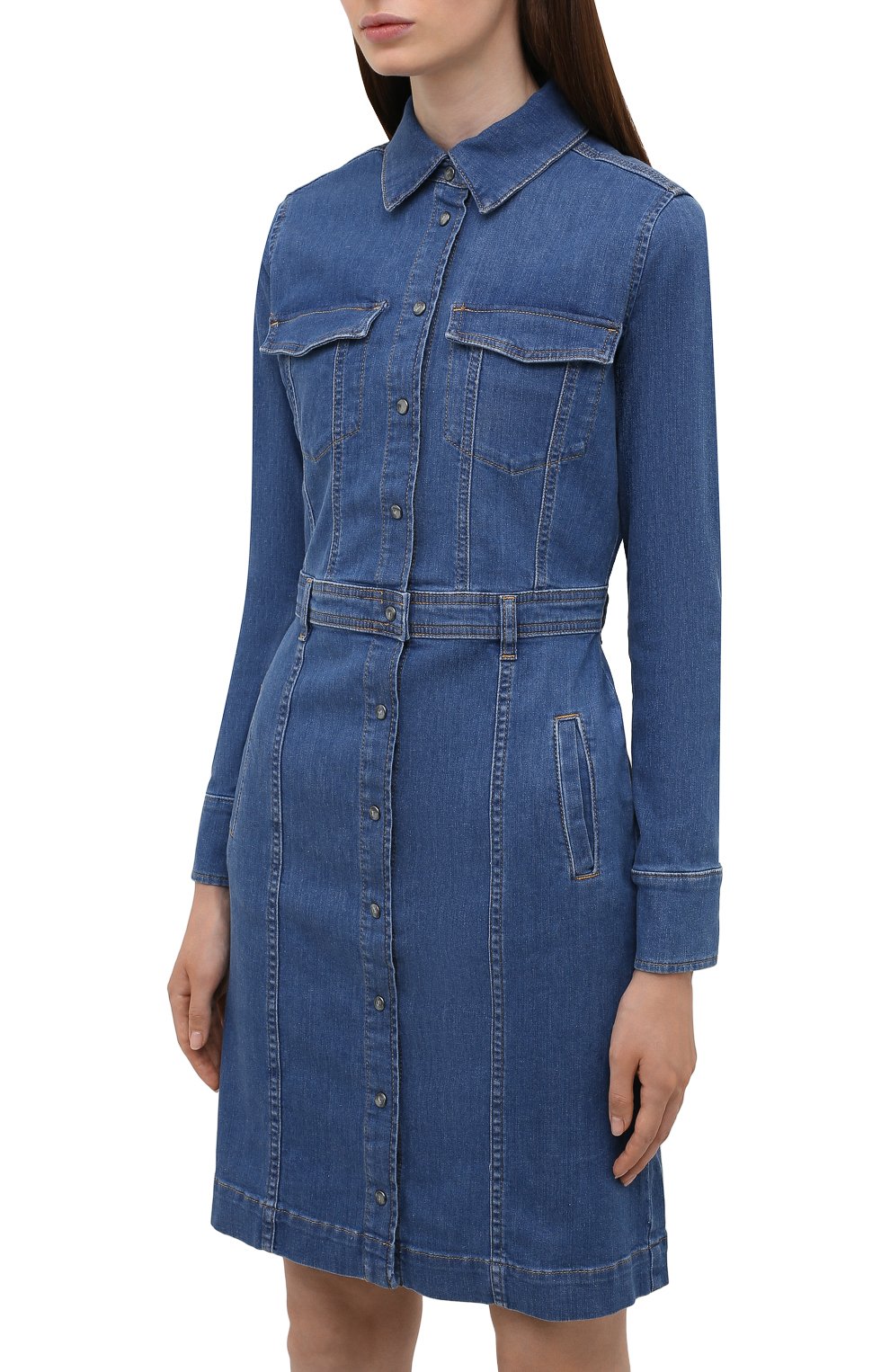 Джинсовое платье 7 FOR ALL MANKIND синего цвета по цене 32300 руб., арт. JSLLZ030WT, фото 3 Джинсовое платье 7 FOR ALL MANKIND, арт. JSLLZ030WT, фото 3