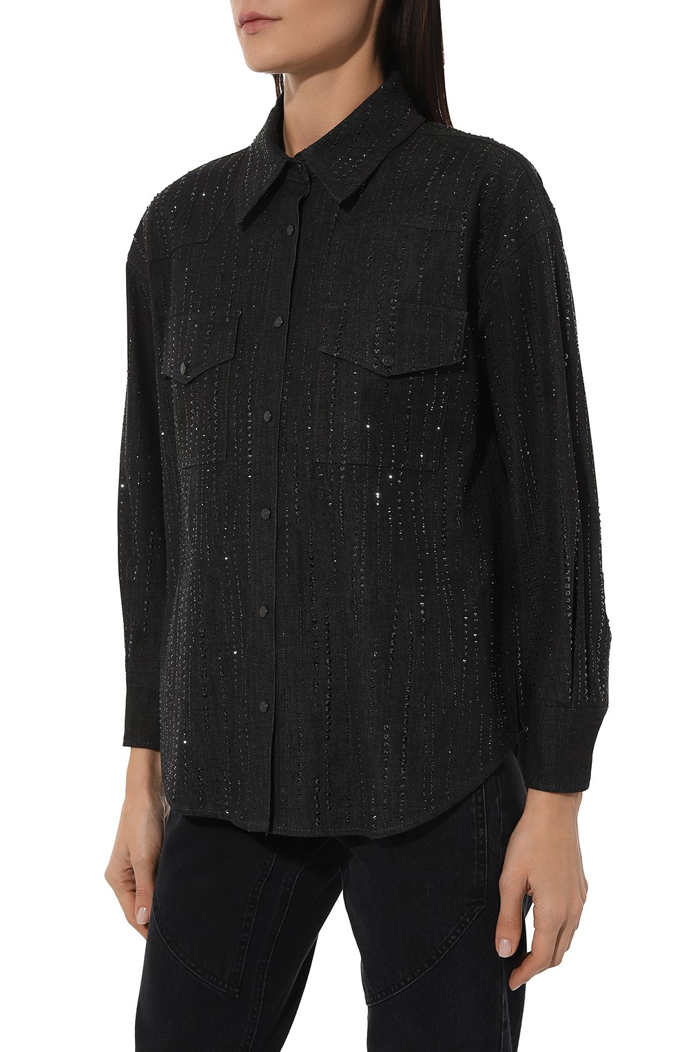 Джинсовая рубашка DONDUP черного цвета по цене 129500 руб., арт. DC233/DS0258D GT1W, фото 3 Джинсовая рубашка DONDUP, арт. DC233/DS0258D GT1W, фото 3