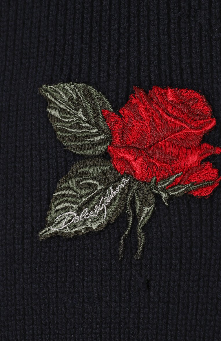 Детский шерстяной шарф DOLCE & GABBANA темно-синего цвета, арт. LBKAC6/JCVF9 | Фото 2 (Материал: Текстиль, Шерсть; Нос: Не проставлено)