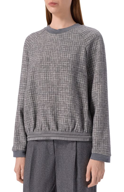 Свитшот из вискозы и шерсти Emporio Armani EW002240/TE15784 Серый  EW002240/TE15784 Фото 3