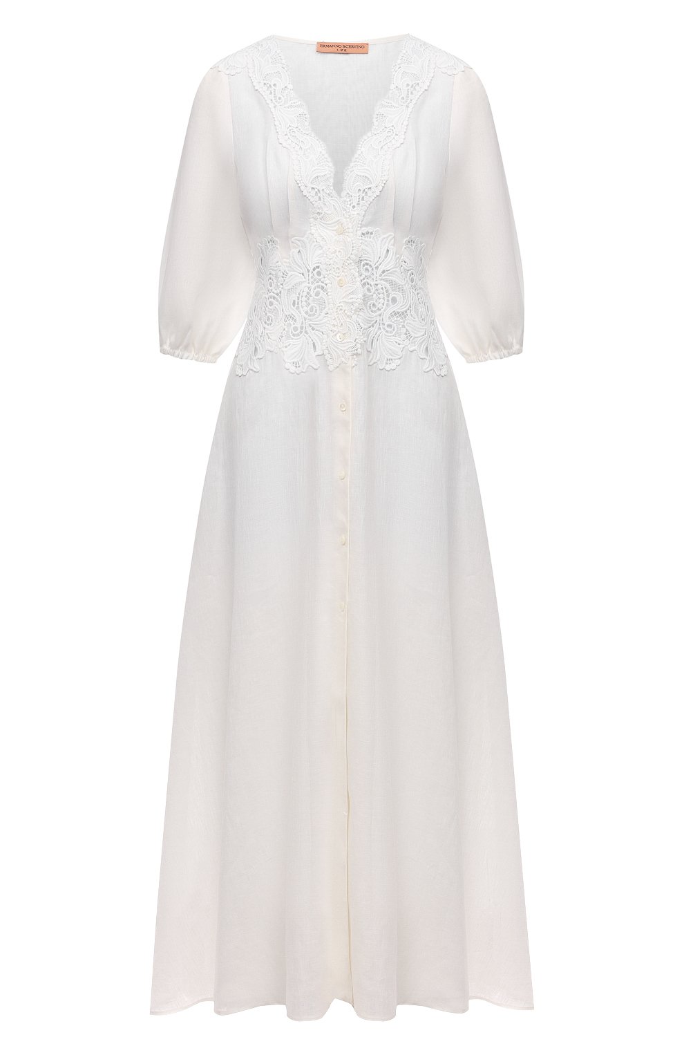 Льняное платье ERMANNO SCERVINO белого цвета по цене 75800 руб., арт. D384K317LBJ, фото 1 Льняное платье ERMANNO SCERVINO, арт. D384K317LBJ, фото 1