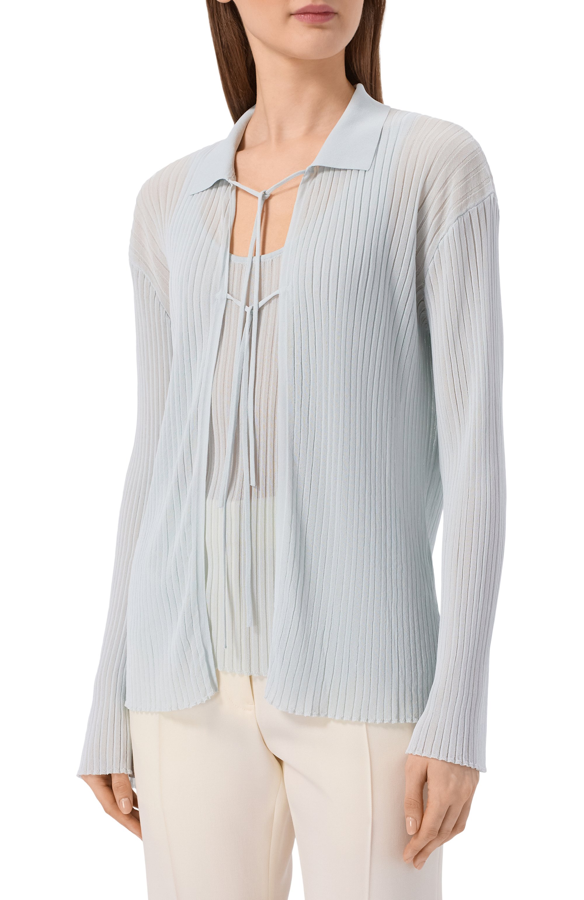 Рубашка из вискозы 12 STOREEZ голубого цвета по цене 15000 руб., арт. 138058, фото 3 Рубашка из вискозы 12 STOREEZ, арт. 138058, фото 3