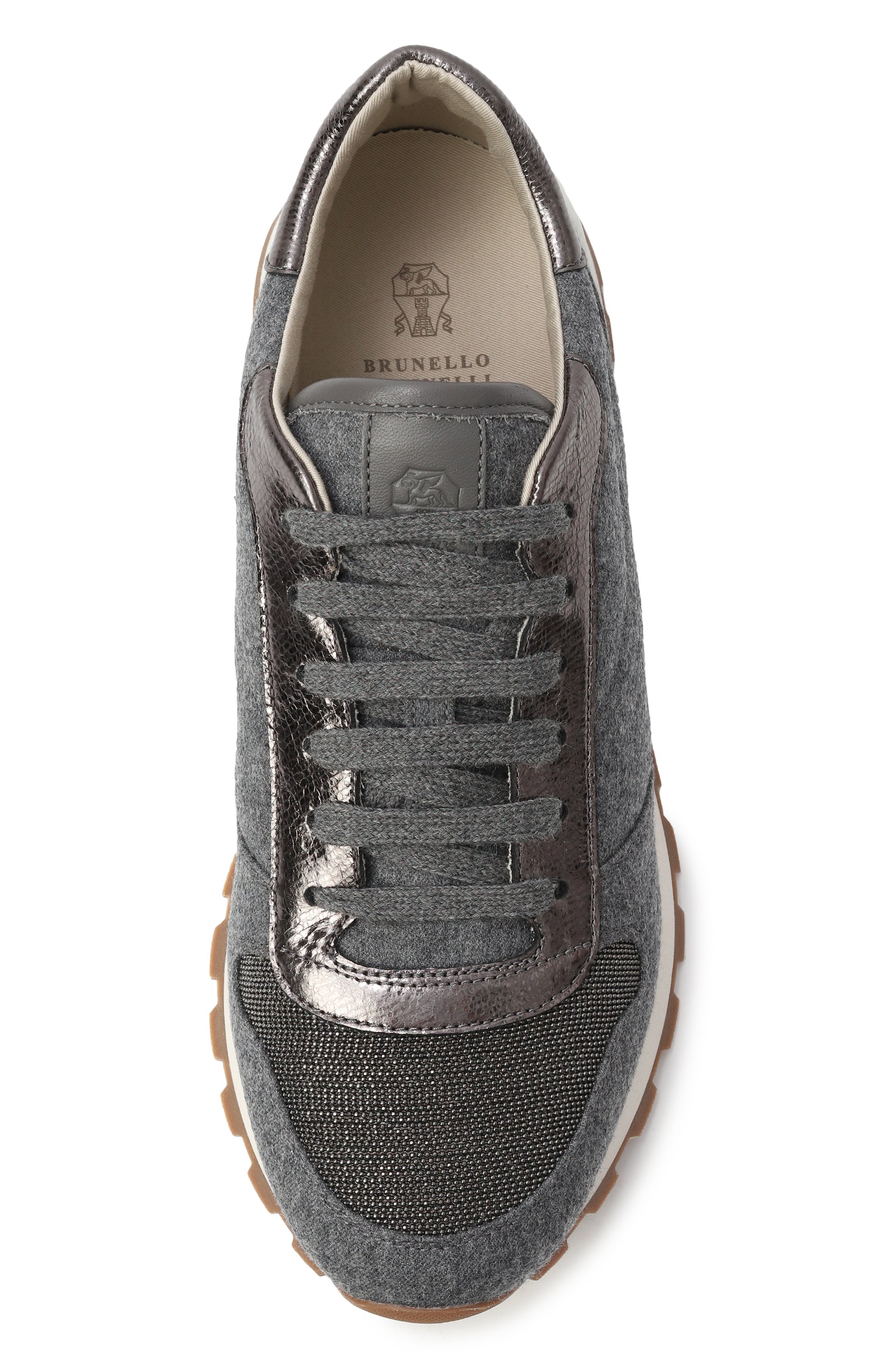 Текстильные кроссовки BRUNELLO CUCINELLI серого цвета по цене 157000 руб., арт. MZ26G1960, фото 6 Текстильные кроссовки BRUNELLO CUCINELLI, арт. MZ26G1960, фото 6