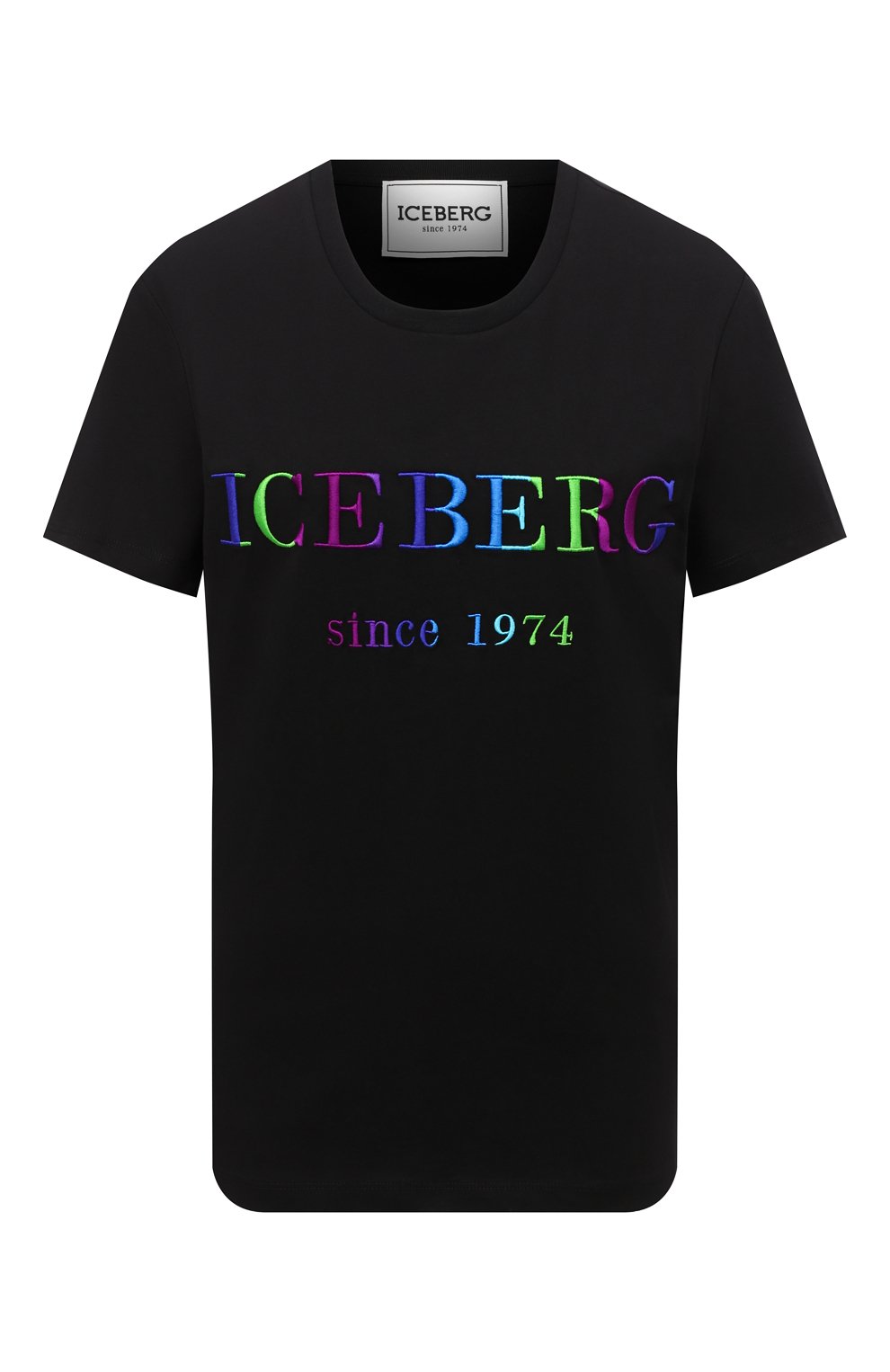 Хлопковая футболка ICEBERG черного цвета по цене 9950 руб., арт. 20I I2P0/F09A/6301, фото 1 Хлопковая футболка ICEBERG, арт. 20I I2P0/F09A/6301, фото 1