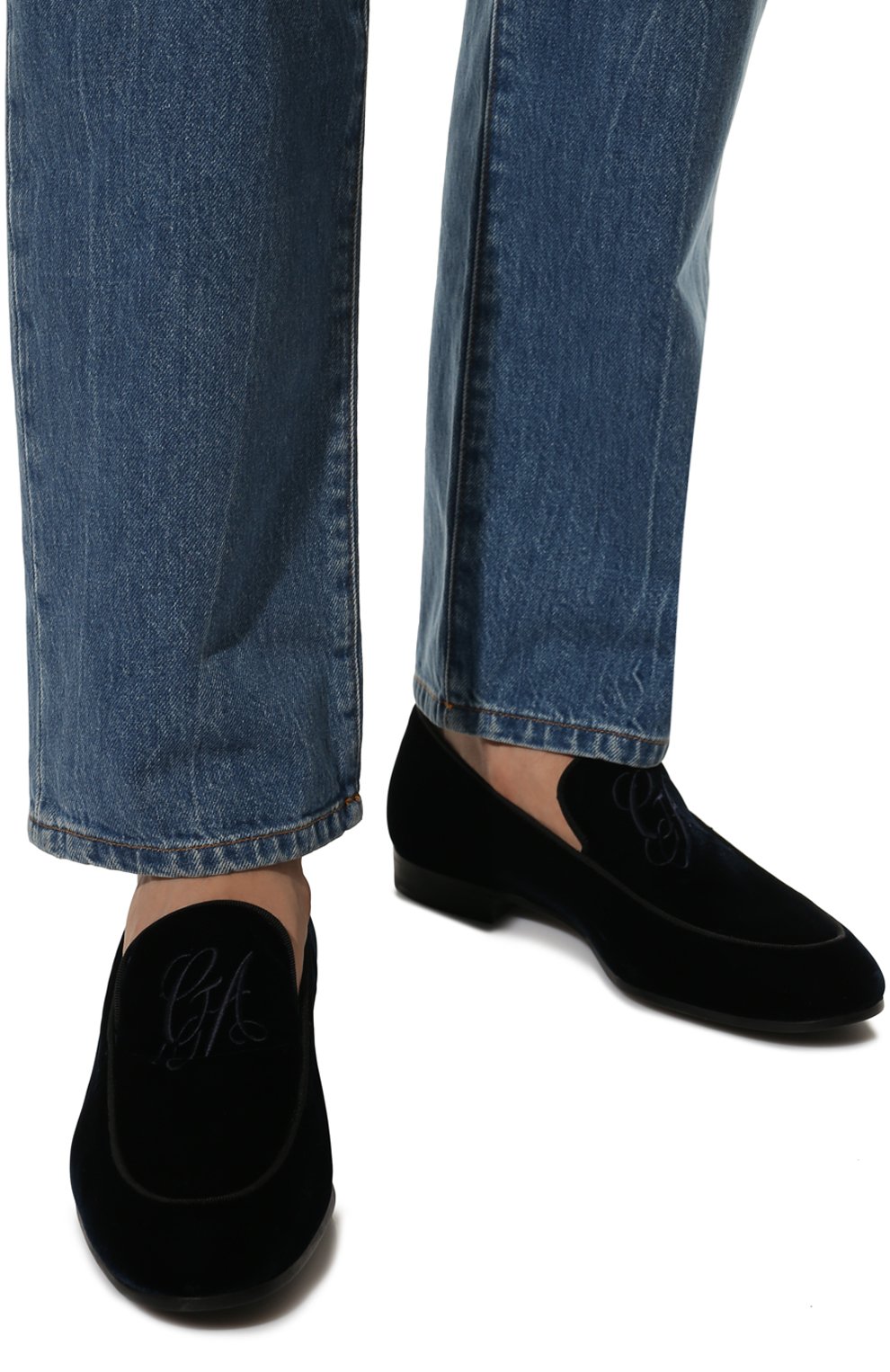 Текстильные лоферы GIORGIO ARMANI темно-синего цвета по цене 69600 руб., арт. X2A373/XM649, фото 3 Текстильные лоферы GIORGIO ARMANI, арт. X2A373/XM649, фото 3