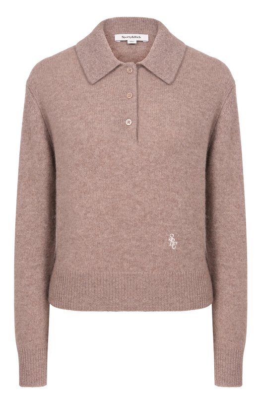 Поло из кашемира и шерсти Sporty and Rich WS07466302BE24 Бежевый WS07466302BE24