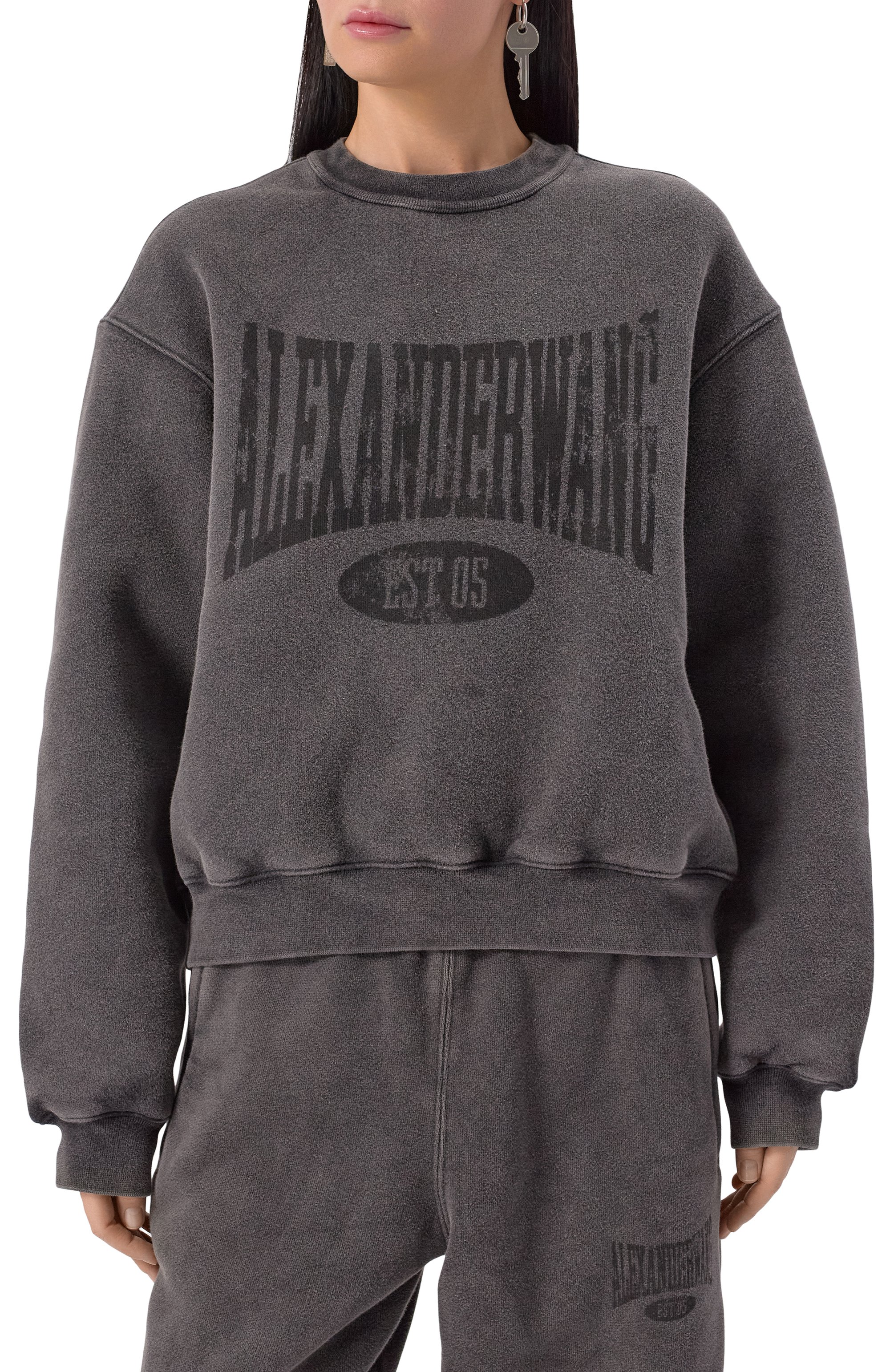 Хлопковый свитшот ALEXANDERWANG.T темно-серого цвета по цене 49700 руб., арт. 4CC2251539, фото 3 Хлопковый свитшот ALEXANDERWANG.T, арт. 4CC2251539, фото 3