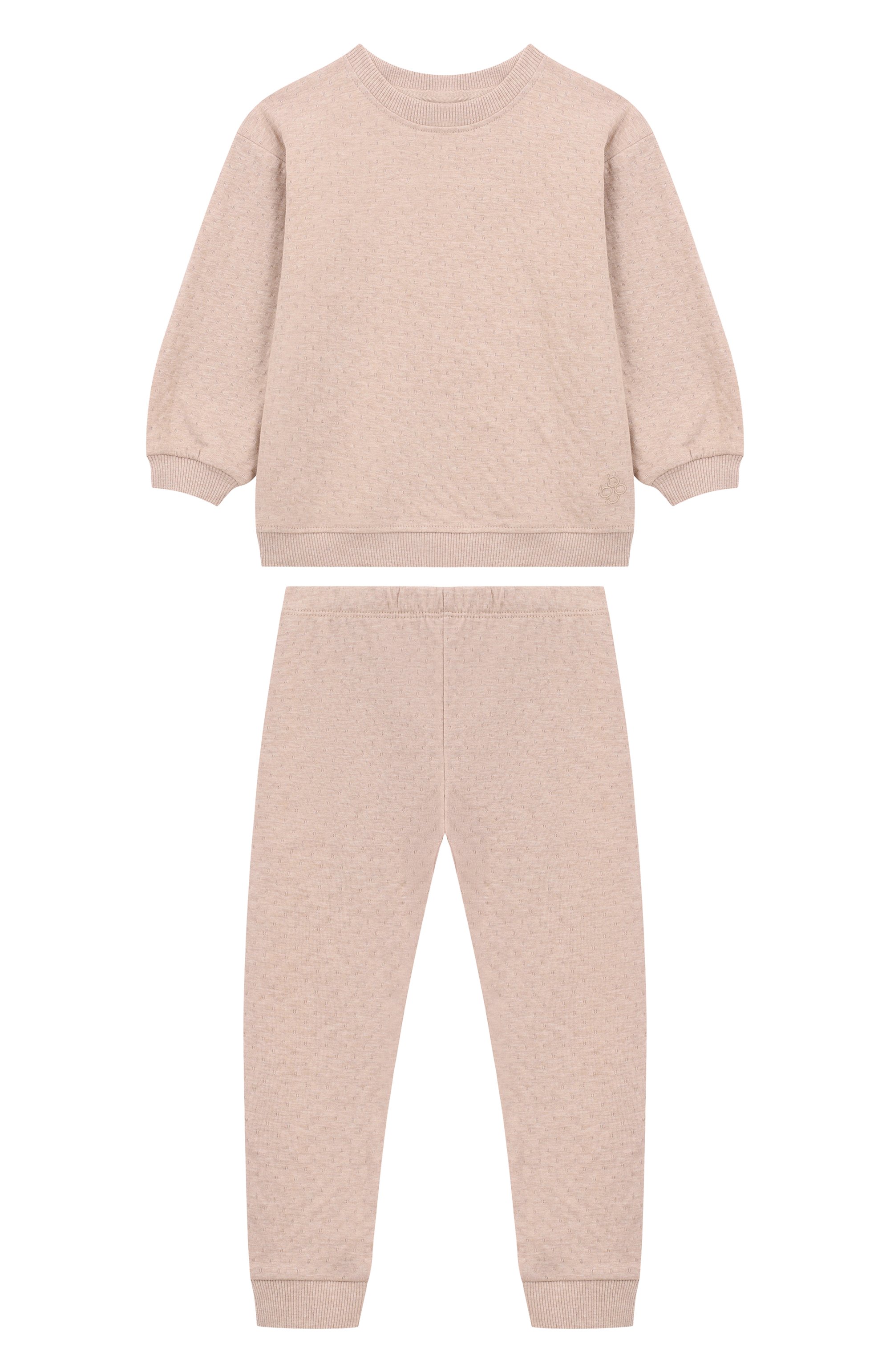 Комплект из свитшота и брюк BABYBU бежевого цвета по цене 5700 руб., арт. BI-B1088W246B, фото 1 Комплект из свитшота и брюк BABYBU, арт. BI-B1088W246B, фото 1