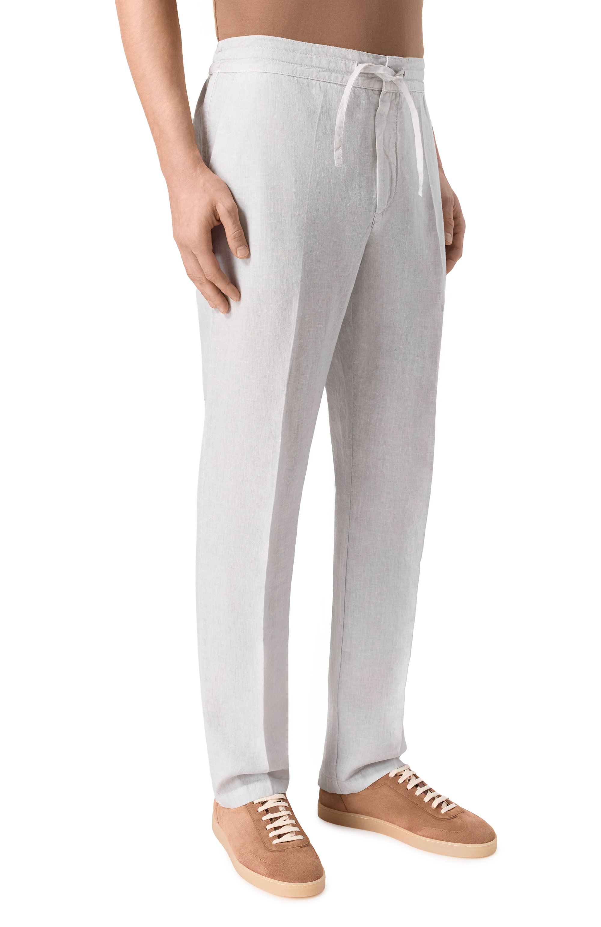 Льняные брюки 120% LINO светло-серого цвета по цене 35150 руб., арт. 33ALIM299M/0253/S00, фото 3 Льняные брюки 120% LINO, арт. 33ALIM299M/0253/S00, фото 3