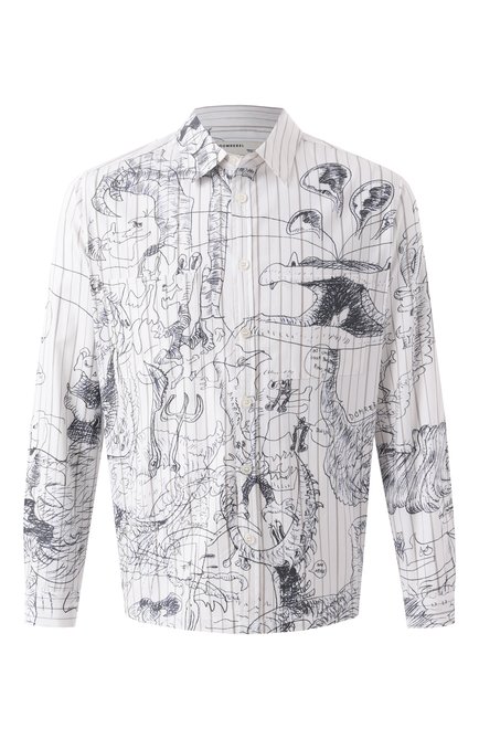 Мужская хлопковая рубашка DOMREBEL белого цвета, арт. UT0PIA/L0NGSLEEVE SHIRT | Фото 1 (Материал сплава: Проставлено; Рукава: Длинные; Длина (дл�я топов): Стандартные; Драгоценные камни: Проставлено; Материал внешний: Хлопок)
