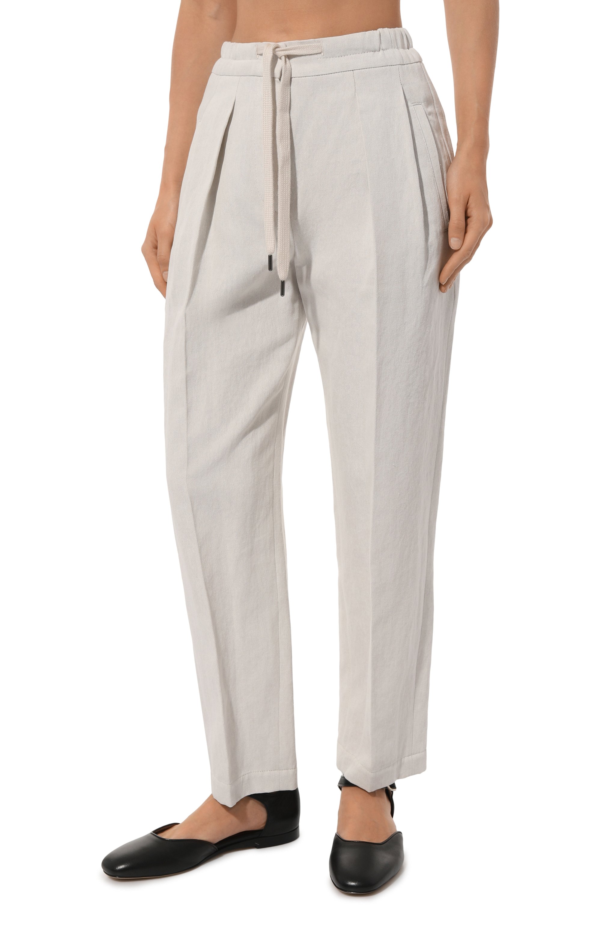 Брюки из хлопка и льна BRUNELLO CUCINELLI, арт. MH561B1311, фото 3