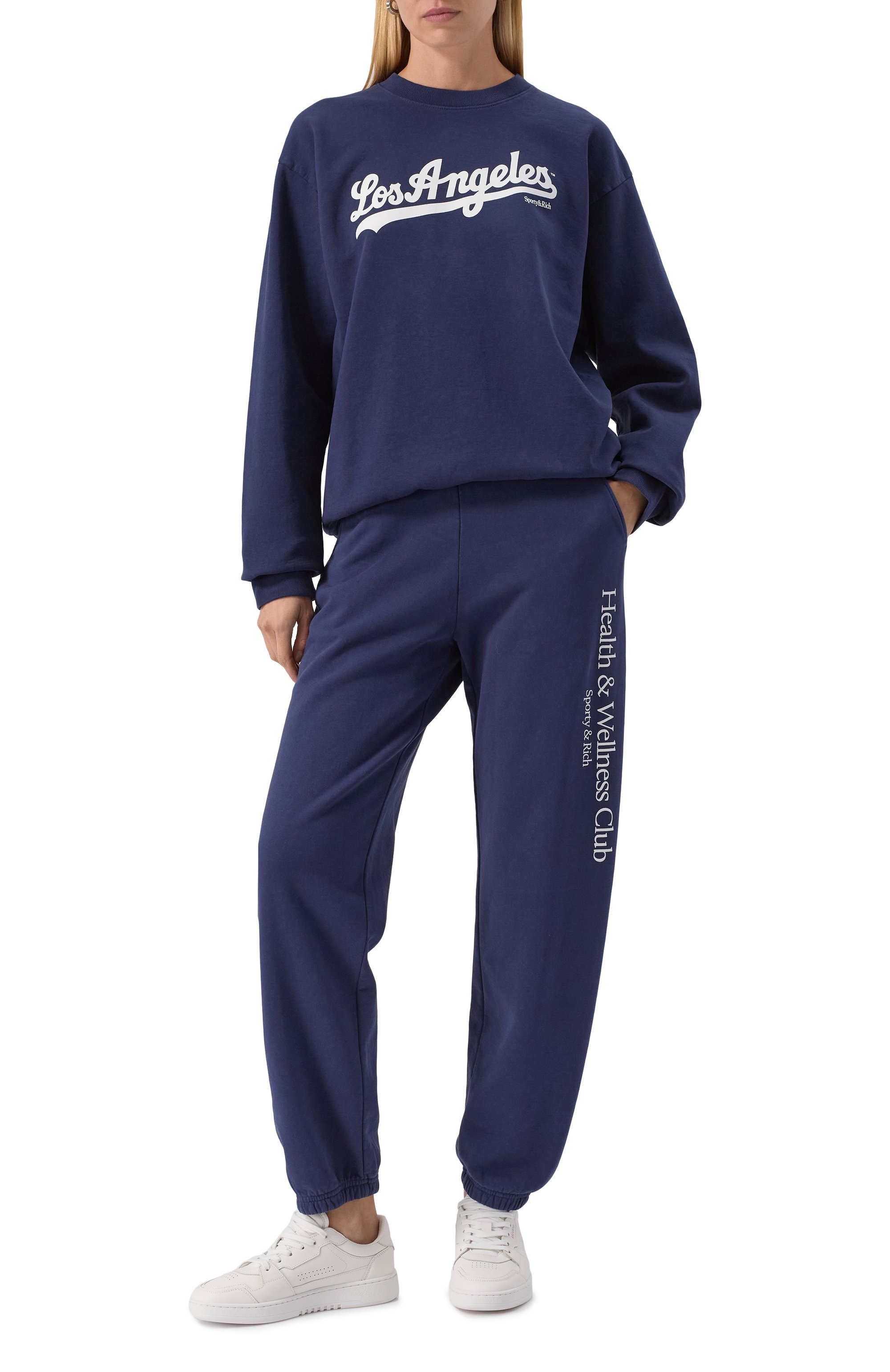 Хлопковый свитшот sporty & rich x la dodgers SPORTY AND RICH синего цвета по цене 25400 руб., арт. ST071627667BL106, фото 2 Хлопковый свитшот sporty & rich x la dodgers SPORTY AND RICH, арт. ST071627667BL106, фото 2