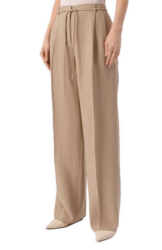 Брюки изо льна и вискозы 12 STOREEZ 137023 Бежевый  137023 Фото 3