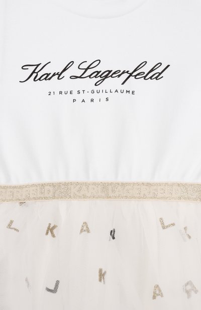 Платье KARL LAGERFELD KIDS белого цвета по цене 20640 руб., арт. Z31043, фото 3 Платье KARL LAGERFELD KIDS, арт. Z31043, фото 3
