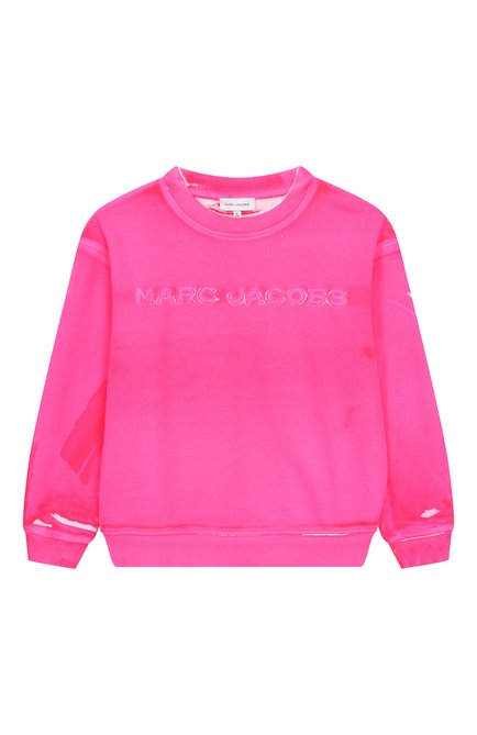 Детский хлопковый свитшот MARC JACOBS (THE) фуксия цвета, арт. W60435 | Фото 1 (Рукава: Длинные; Материал внешний: Хлопок; Материал сплава: Проставлено; Драгоценные камни: Проставлено)
