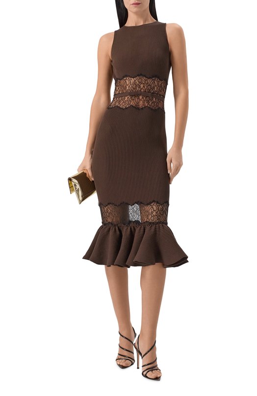 Платье из вискозы Giambattista Valli 26SSPVCMM25P/15P0V Коричневый  26SSPVCMM25P/15P0V Фото 2