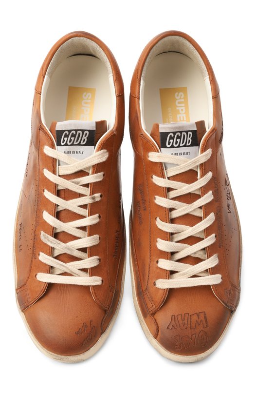 Кожаные кеды Super Star Golden Goose Deluxe Brand GMF00105.F007546 Коричневый  GMF00105.F007546 Фото 6