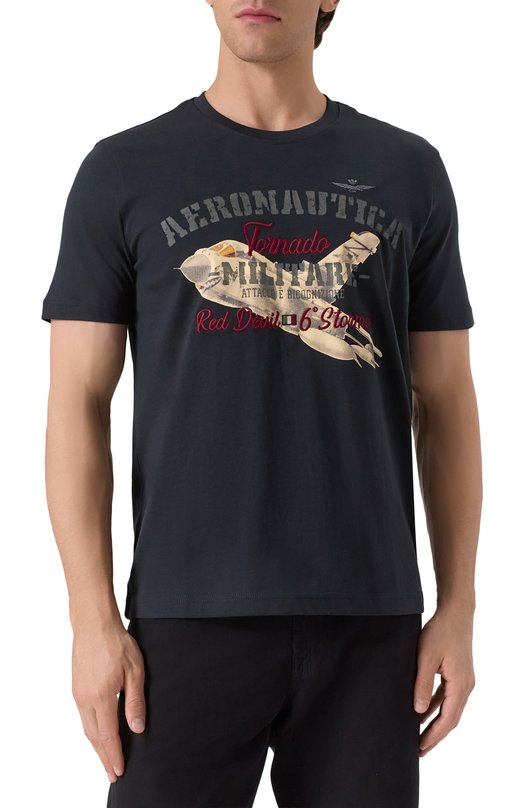 Хлопковая футболка Aeronautica Militare 251TS2406J641 Синий  251TS2406J641 Фото 3