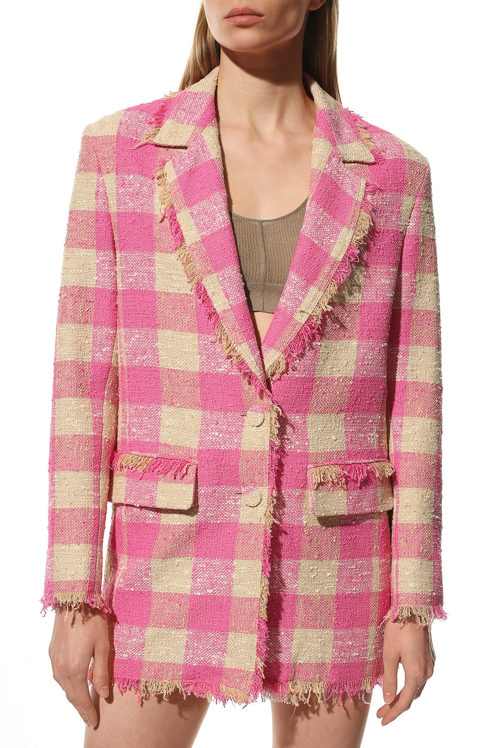 Хлопковый жакет MSGM розового цвета по цене 83750 руб., арт. 3242MDG106 227300, фото 3 Хлопковый жакет MSGM, арт. 3242MDG106 227300, фото 3