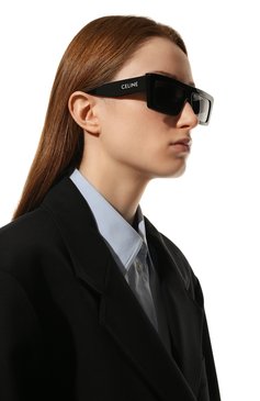 Женские солнцезащитные очки CELINE EYEWEAR черного цвета, арт. CL40214U 01A | Фото 2 (Региональные ограничения белый список (Axapta Mercury): Не проставлено; Нос: Не проставлено; Тип очков: С/з; Оптика Гендер: оптика-женское; Очки форма: Прямоугольные)