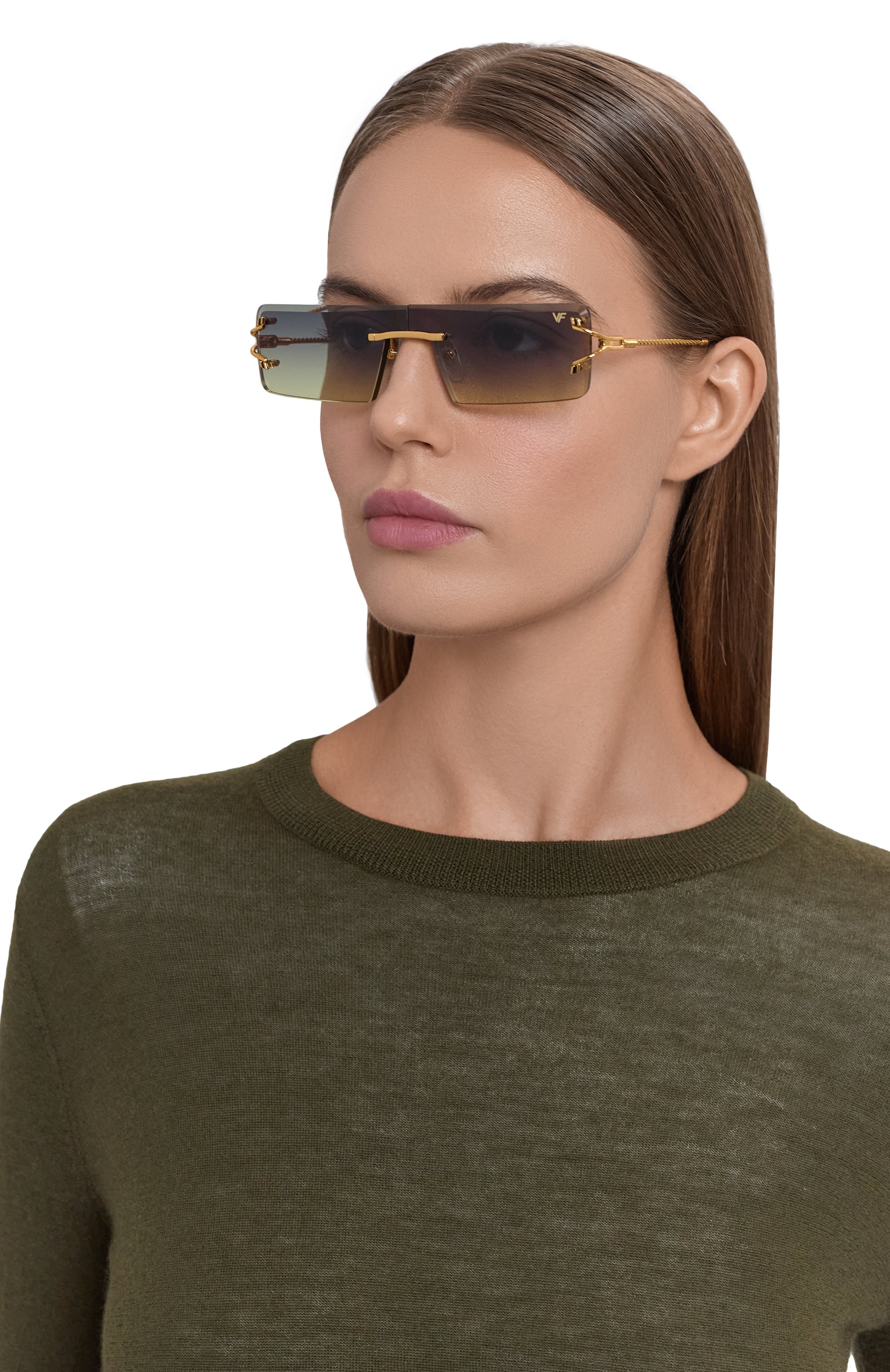 Солнцезащитные очки VINTAGE FRAMES, арт. EMPIRE 24KT G0LD/GREEN YELL0W, фото 3