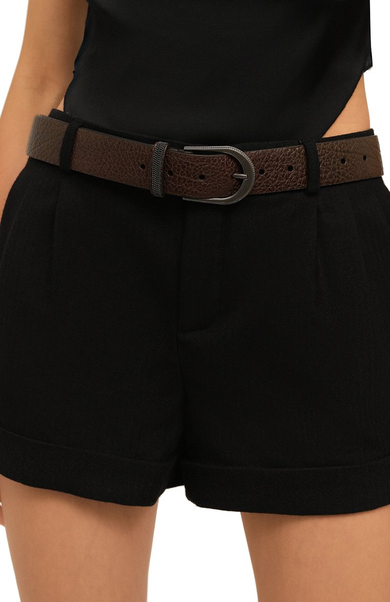 Женский кожаный ремень BRUNELLO CUCINELLI коричневого цвета, арт. M0JUMC31GP | Фото 2 (Материал: Натуральная кожа; Материал сплава: Проставлено; Нос: Не проставлено)