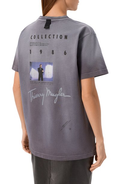Хлопковая футболка MUGLER серого цвета по цене 41300 руб., арт. 26F3TS01286032, фото 4 Хлопковая футболка MUGLER, арт. 26F3TS01286032, фото 4