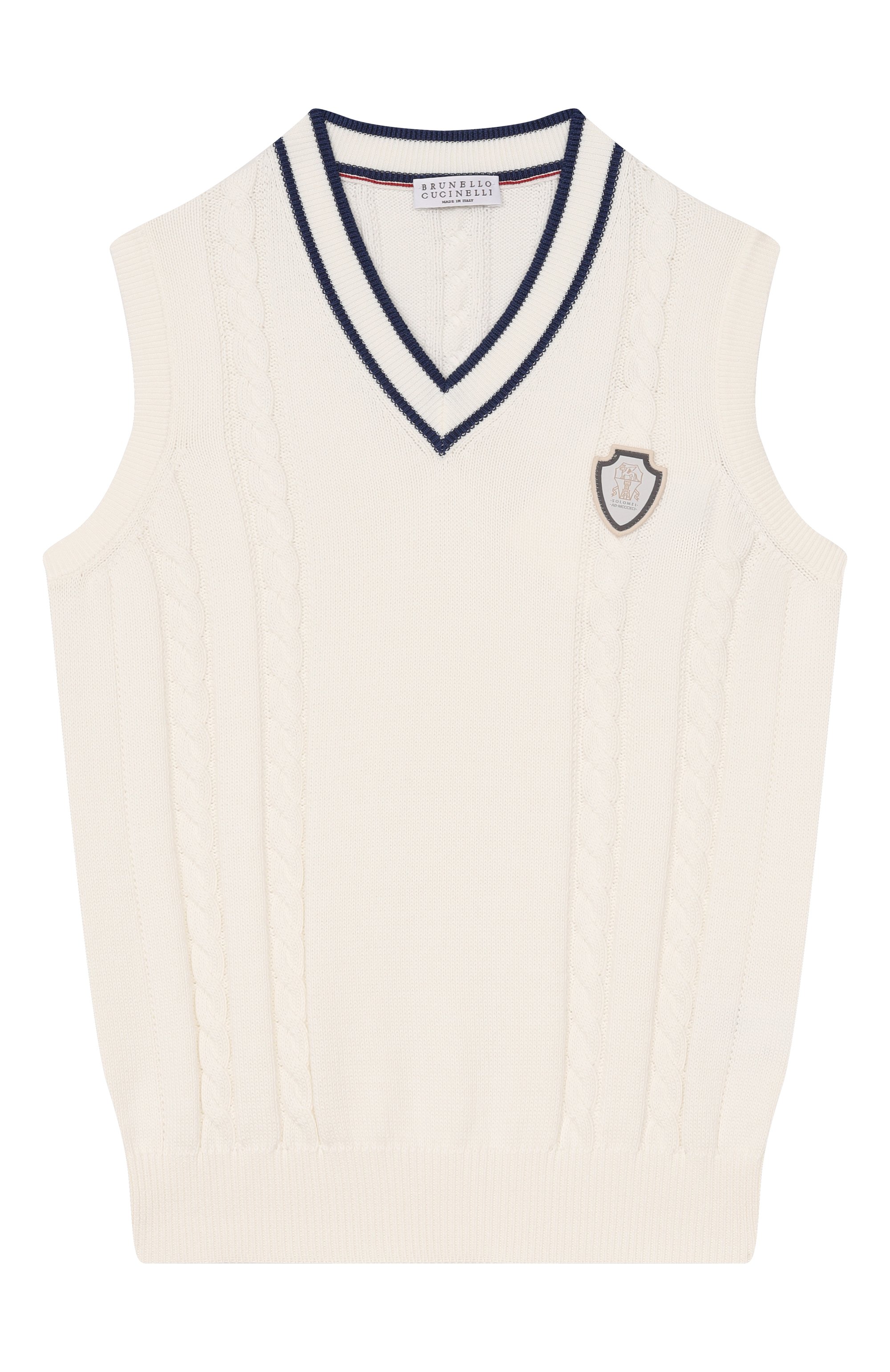 Хлопковый жилет BRUNELLO CUCINELLI кремового цвета по цене 49950 руб., арт. B2873817TC, фото 1 Хлопковый жилет BRUNELLO CUCINELLI, арт. B2873817TC, фото 1
