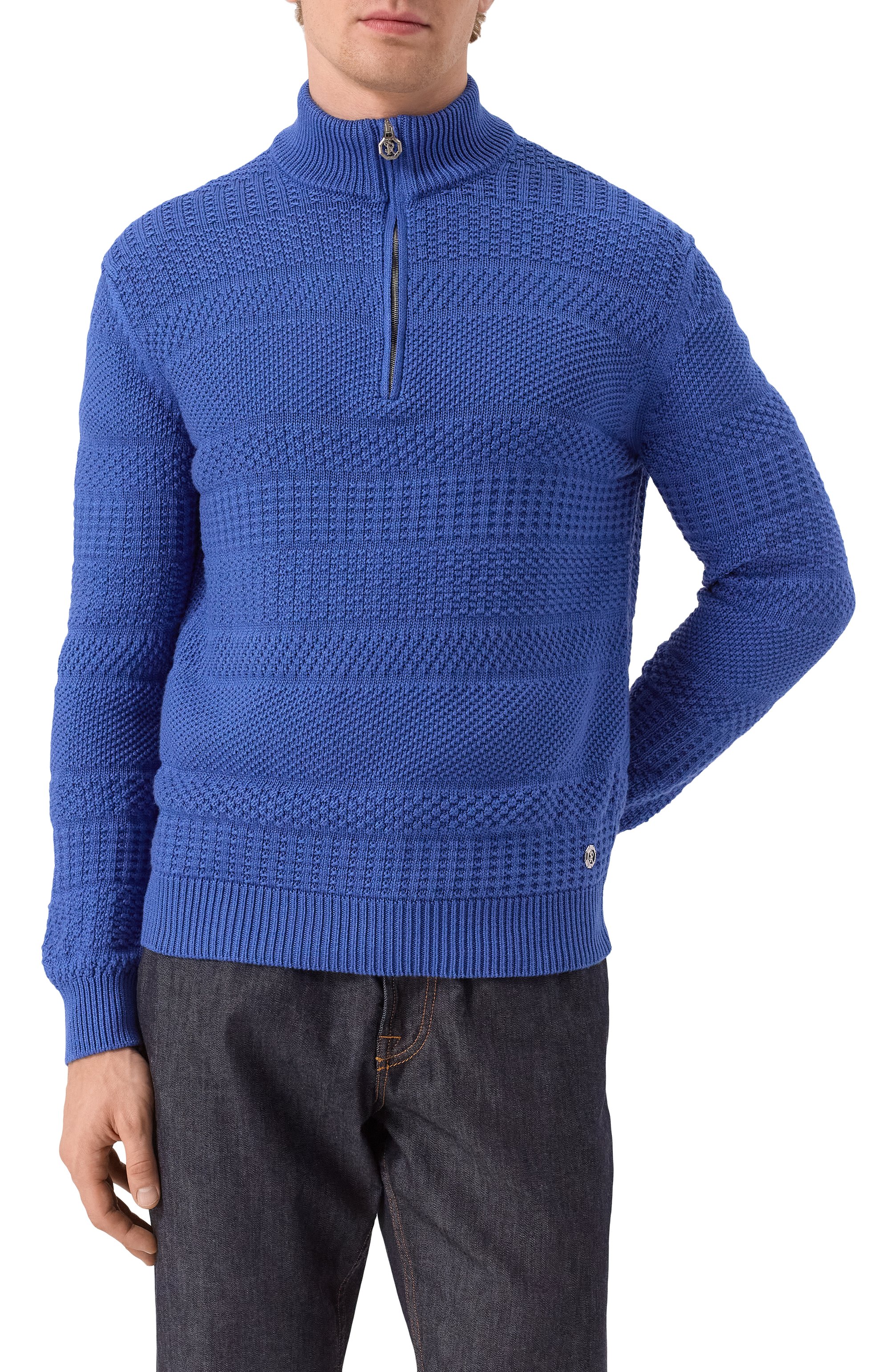 Джемпер из шелка и хлопка STEFANO RICCI синего цвета по цене 280500 руб., арт. K616408L01/F25114, фото 3 Джемпер из шелка и хлопка STEFANO RICCI, арт. K616408L01/F25114, фото 3