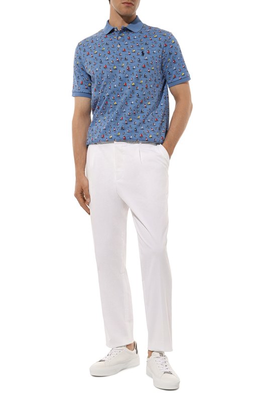 Хлопковое поло Polo Ralph Lauren Голубой, фото 2