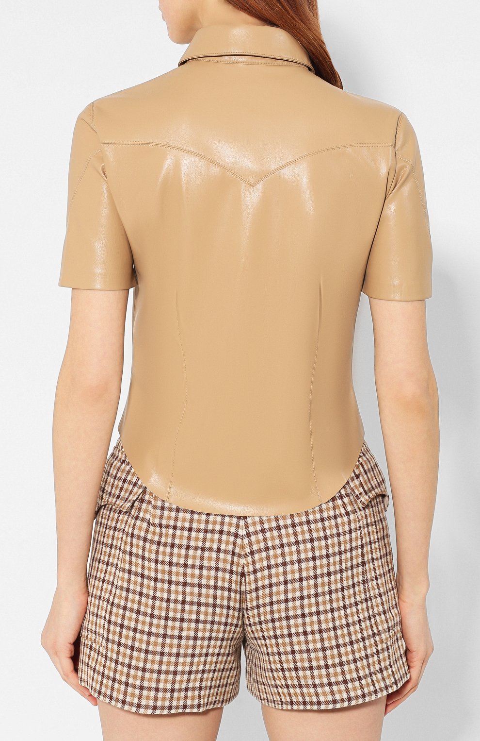Блузка с короткими рукавами NANUSHKA, арт. CLARE_PALE CARAMEL_VEGAN LEATHER, фото 4