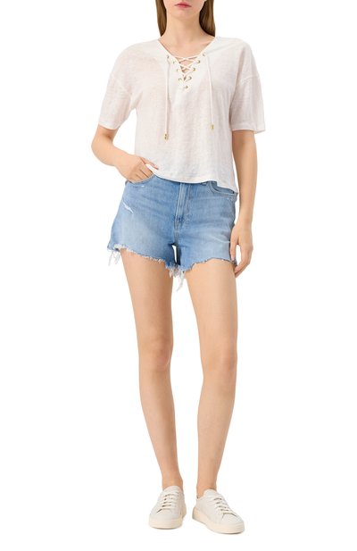 Льняная футболка MAX AND MOI белого цвета по цене 19950 руб., арт. E25TAYANNA, фото 2 Льняная футболка MAX AND MOI, арт. E25TAYANNA, фото 2