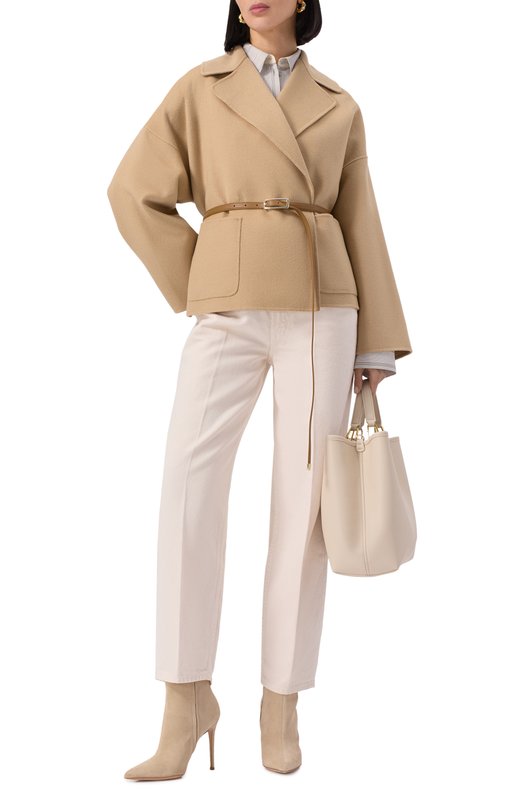 Полупальто из шерсти и кашемира Max Mara Studio BLASY Бежевый  BLASY Фото 2