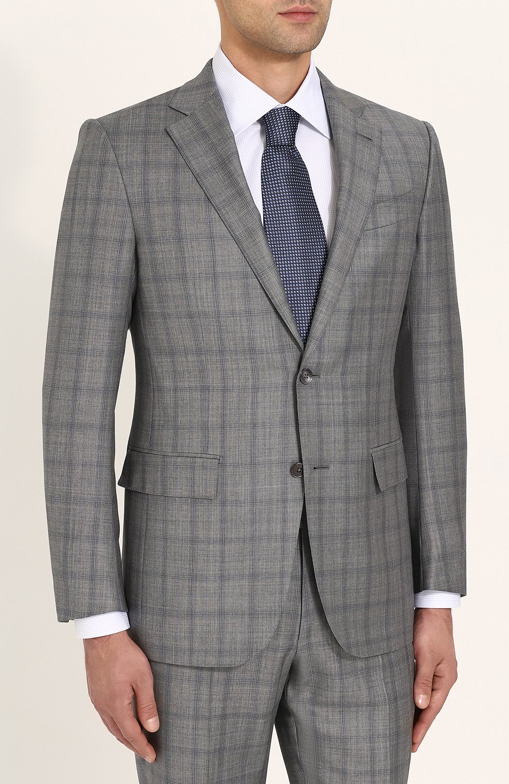Шерстяной костюм в клетку с пиджаком на двух пуговицах ZEGNA, арт. 322107/221225, фото 2