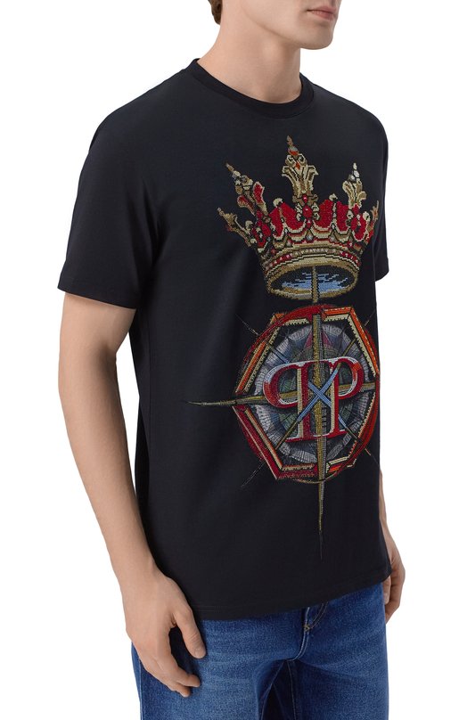 Хлопковая футболка Philipp Plein SAFC MTK8863 PJY002N Чёрный  SAFC MTK8863 PJY002N Фото 3