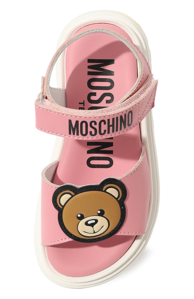 Детские кожаные сандалии MOSCHINO розового цвета, арт. 77396/VAR02/28-35 | Фото 4 (Нос: Не проставлено; Материал внутренний: Натуральная кожа; Материал внешний: Натуральная кожа; Автоматизация состава: Проставлено)