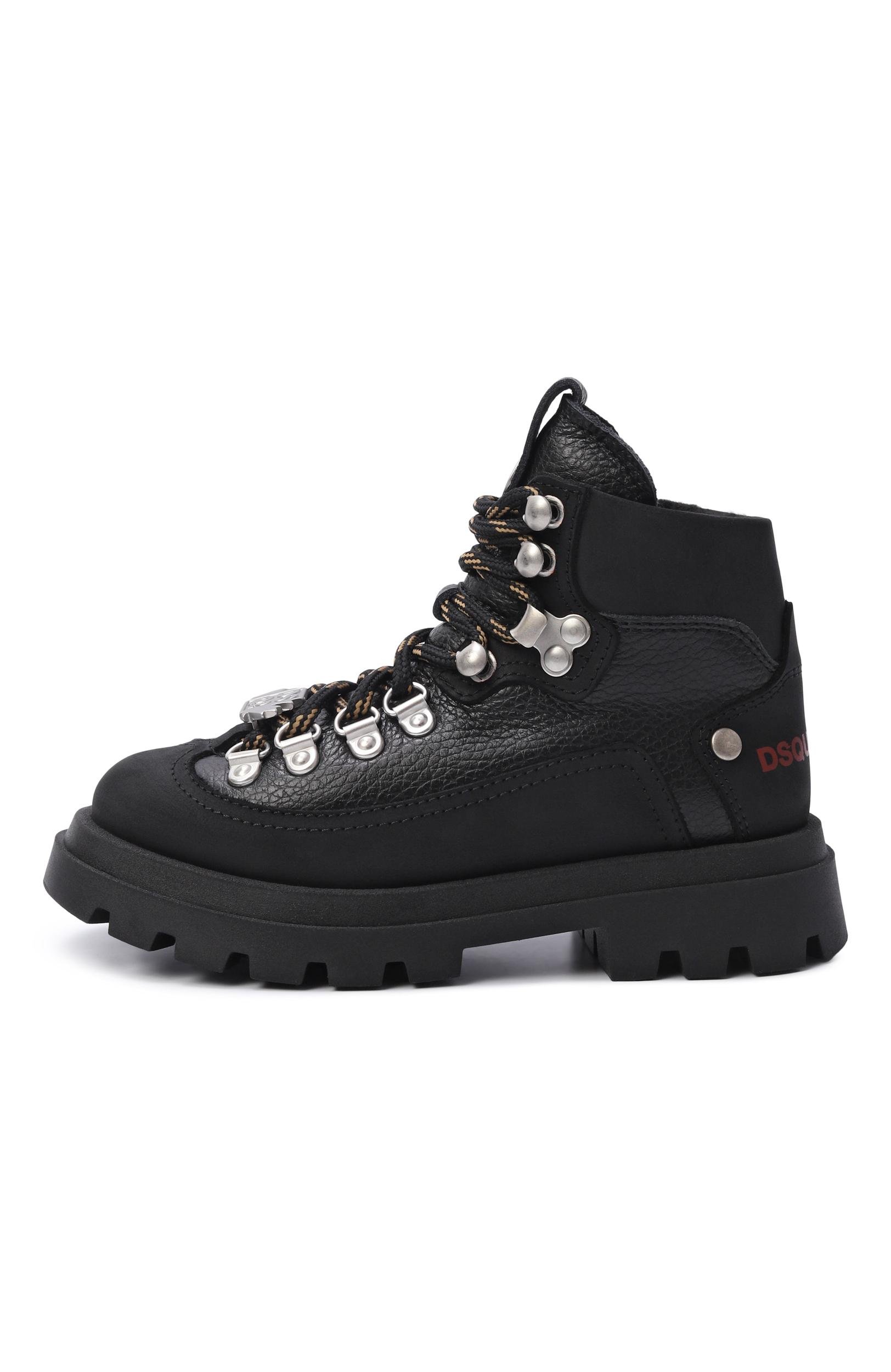Кожаные ботинки DSQUARED2 черного цвета по цене 29950 руб., арт. 83753/VAR4_002, фото 2 Кожаные ботинки DSQUARED2, арт. 83753/VAR4_002, фото 2