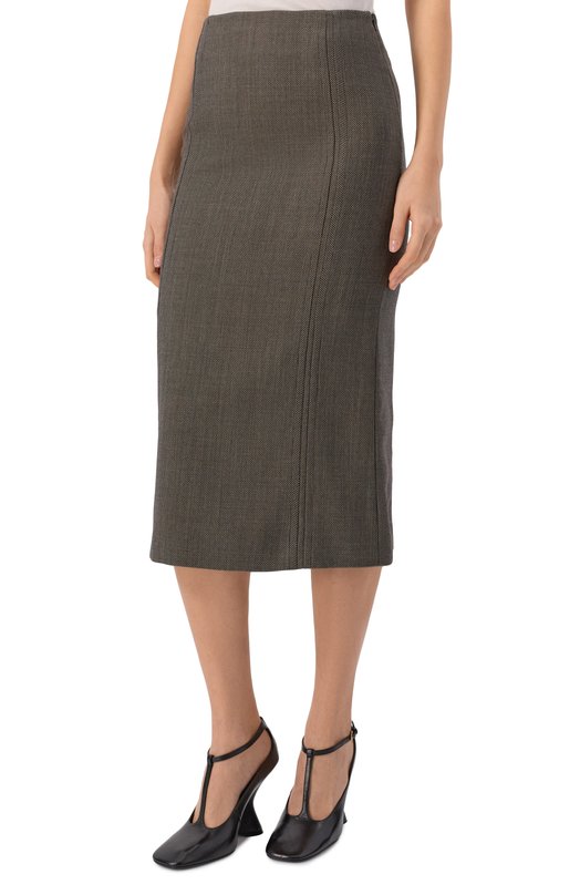 Шерстяная юбка MM6 S62ME0017/M35636 Серый  S62ME0017/M35636 Фото 3