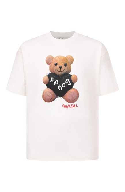 Мужская хлопковая футболка DOMREBEL белого цвета, арт. M L0VEBEAR/TSHIRT | Фото 1 (Драгоценные камни: Проставлено; Длина (для топов): Стандартные; Материал внешний: Хлопок; Материал сплава: Проставлено; Рукава: Короткие)
