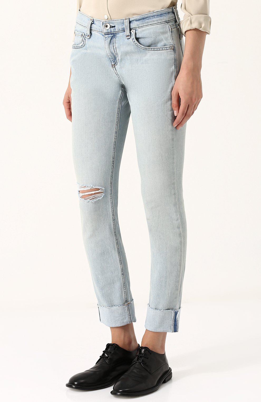 Джинсы прямого кроя с потертостями и отворотами RAG AND BONE, арт. W1590K510GLE, фото 3