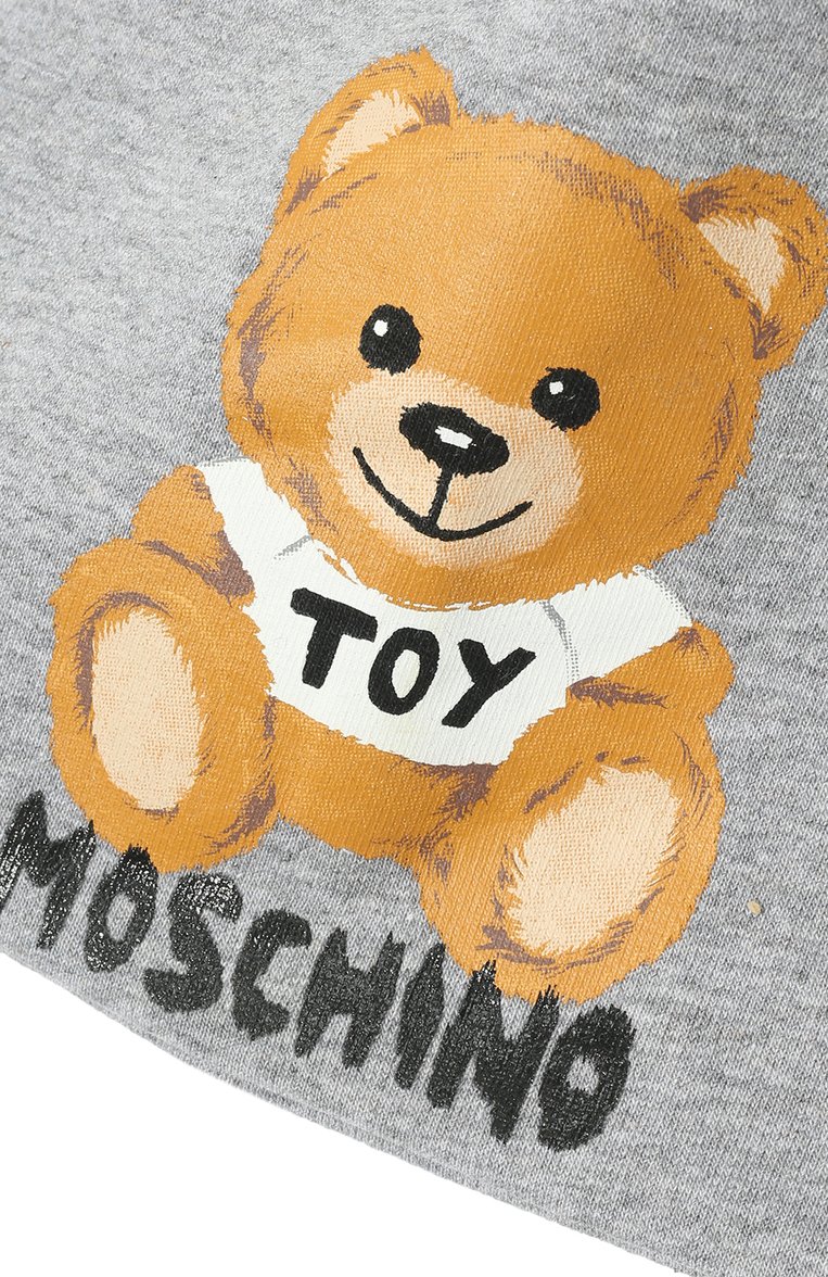 Детского хлопковая шапка MOSCHINO серого цвета, арт. HSX00Z/LDA16 | Фото 3 (Материал: Текстиль, Хлопок; Тематический товар: Teddy Bear; Нос: Не проставлено)