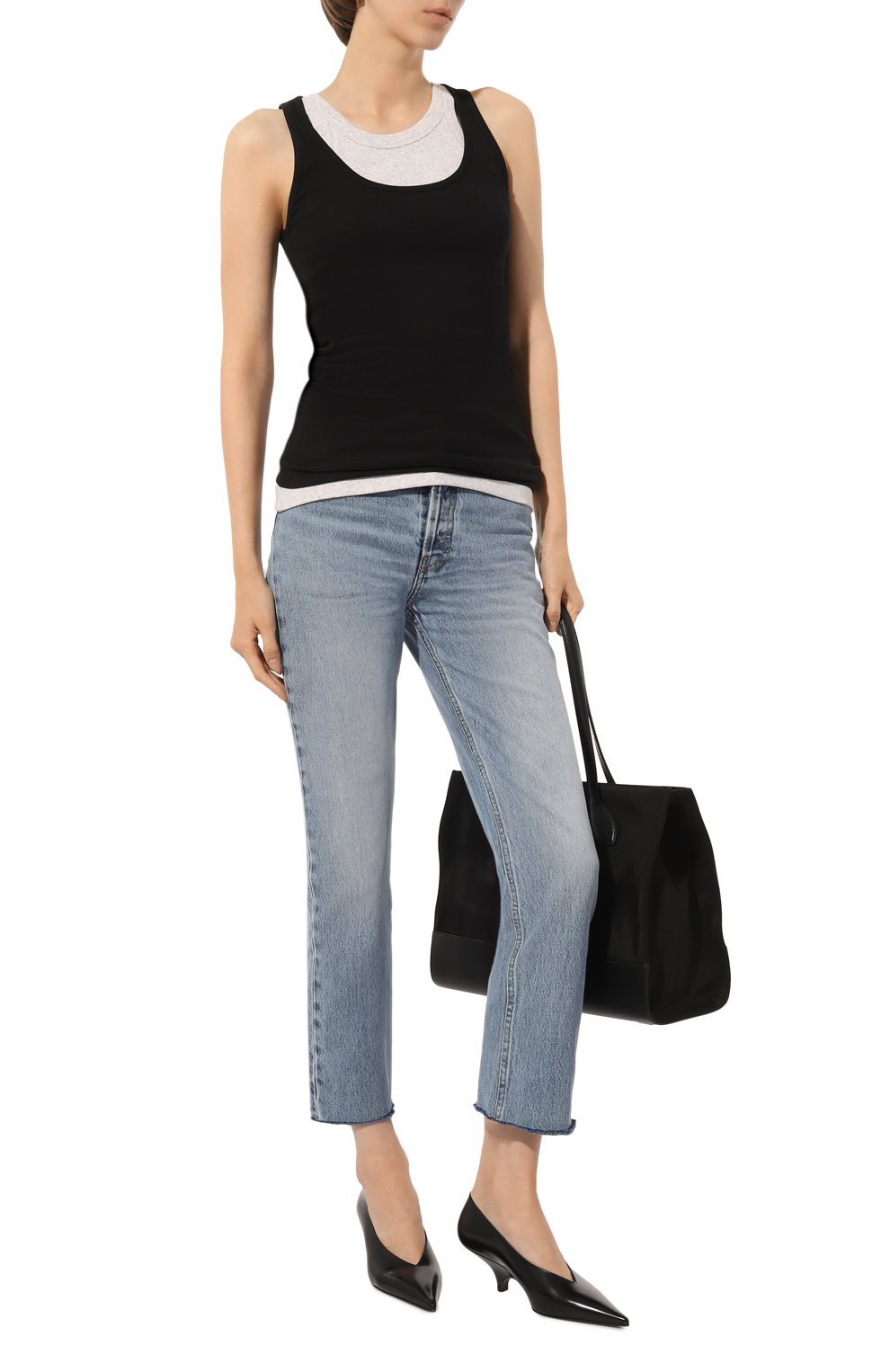 Хлопковая майка TOTEME серого цвета по цене 13450 руб., арт. 243-WRT1129-FB0246, фото 2 Хлопковая майка TOTEME, арт. 243-WRT1129-FB0246, фото 2