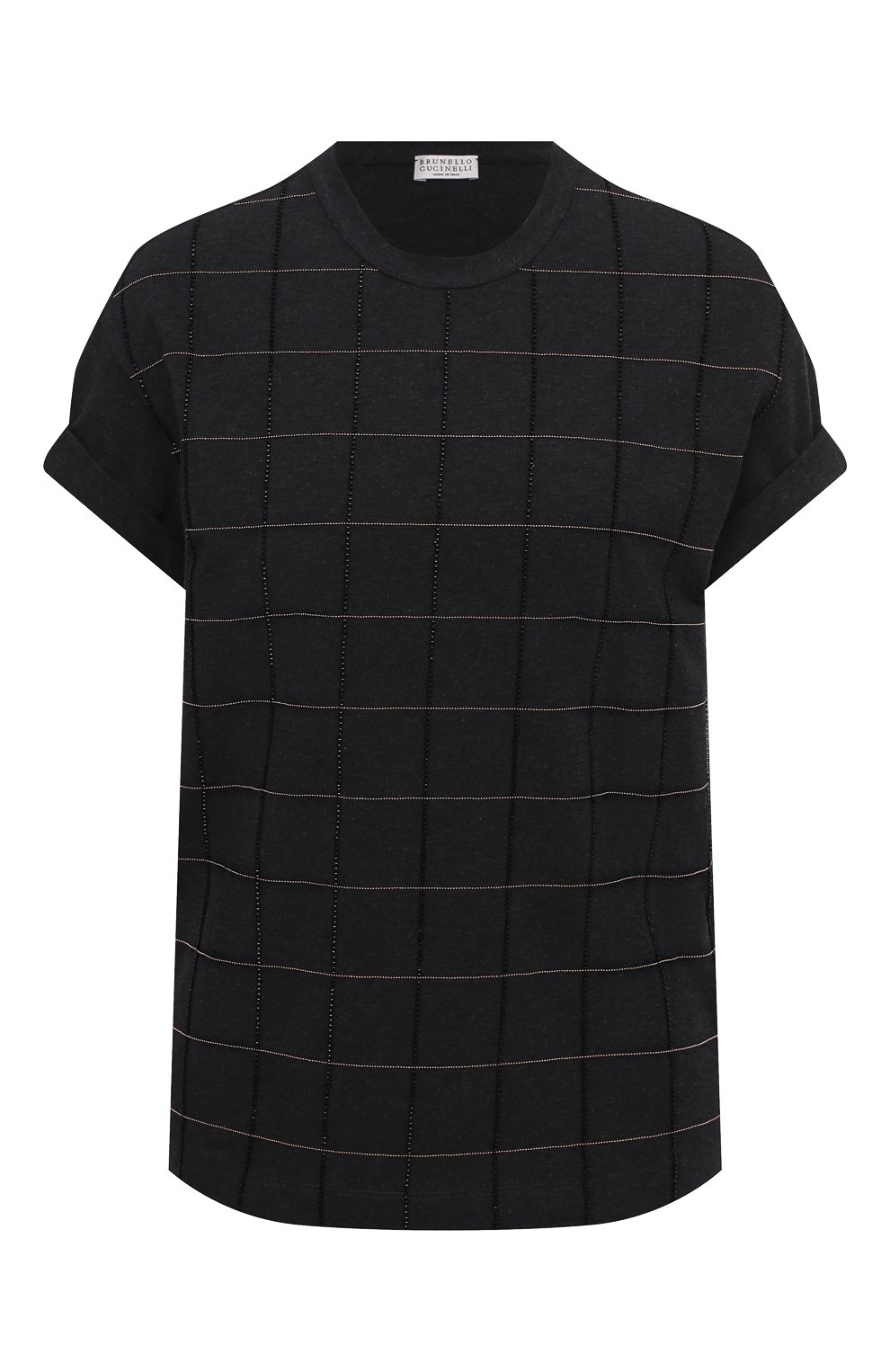 Хлопковая футболка BRUNELLO CUCINELLI черного цвета по цене 84900 руб., арт. M0T18BE100, фото 1 Хлопковая футболка BRUNELLO CUCINELLI, арт. M0T18BE100, фото 1