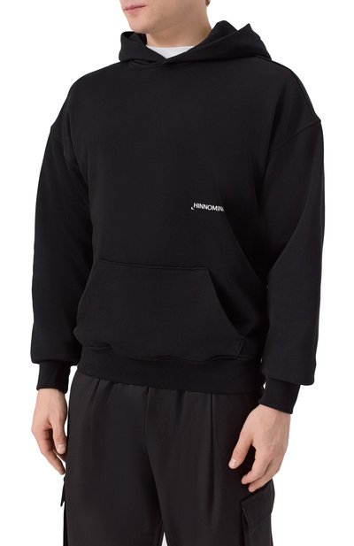 Хлопковое худи HINNOMINATE черного цвета по цене 17100 руб., арт. HMABM01371, фото 3 Хлопковое худи HINNOMINATE, арт. HMABM01371, фото 3