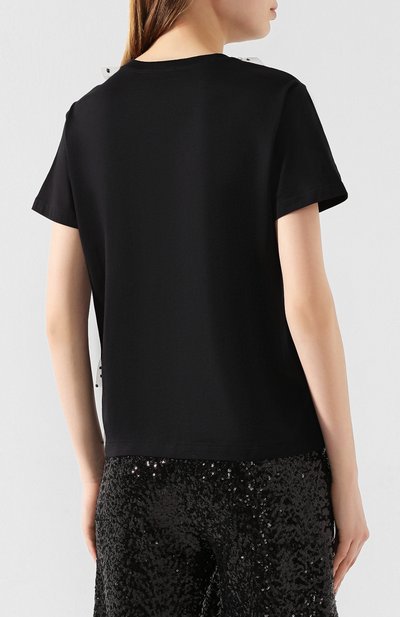 Хлопковая футболка REDVALENTINO черного цвета по цене 26200 руб., арт. TR3MG05F/4VA, фото 4 Хлопковая футболка REDVALENTINO, арт. TR3MG05F/4VA, фото 4